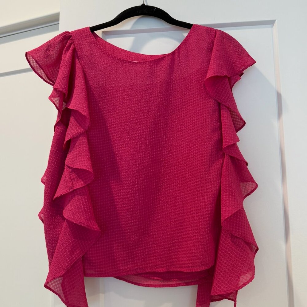 KOCH Ruffle Sleeve Top – Hot Pink, Size S